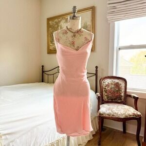 BCBG pink slip dress size small Y2K soft drapey fabric with‎ cowl neckline